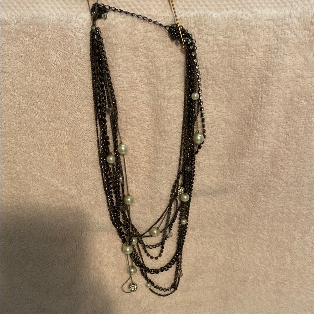 Elegant Black and Silver Layered Necklace